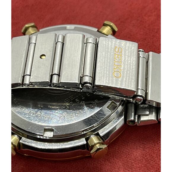 Vtg 7a48-7010 Seiko Chronograph Rare Orig. Bracelet Chrono Repair Moon Phase JDM - Picture 9 of 12